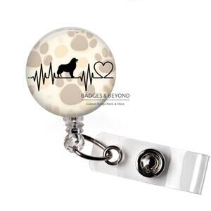 Bernese Mountain Dog Heartbeat Badge Reel | Dog Lover Retractable ID Holder